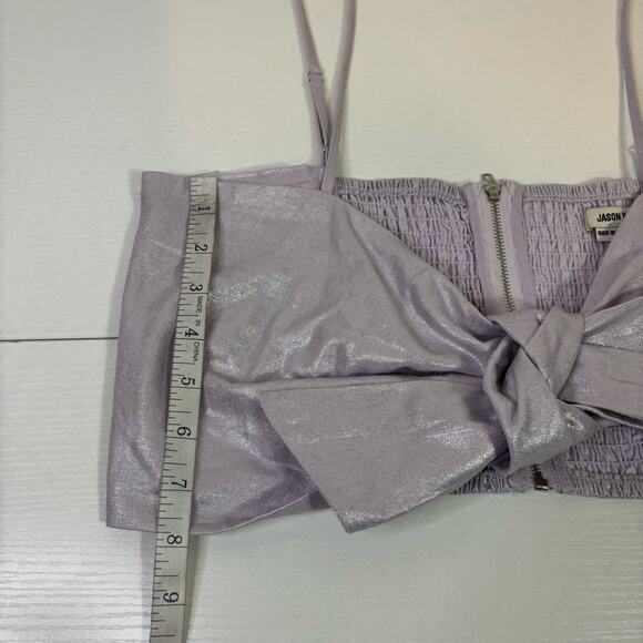 NWT Jason Wu Lavender Shimmer Crop Tie Front Bustier Top Size XL CC0555 - Picture 5 of 7